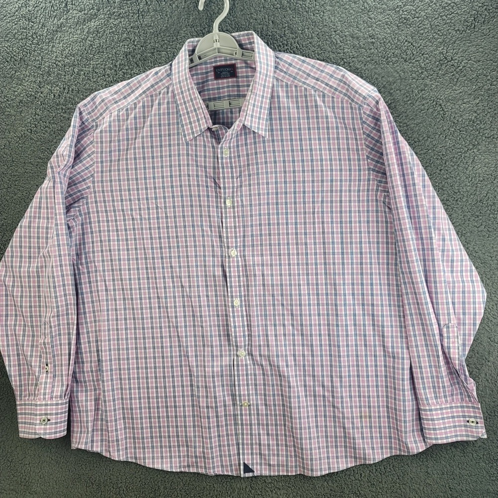 Untuckit Shirt Pink Blue Mens 3XLC Gingham Plaid Long Sleeve Button 3XL Casual